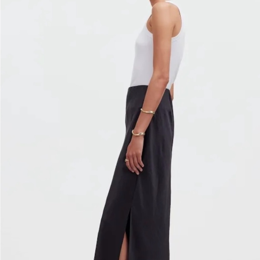 Madewell satin black long skirt.